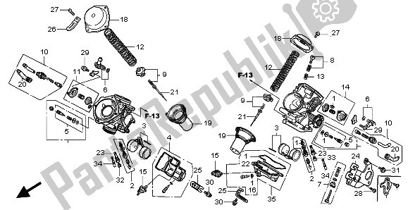 Todas as partes de Carburador (peças Componentes) do Honda VT 750 DC 2002