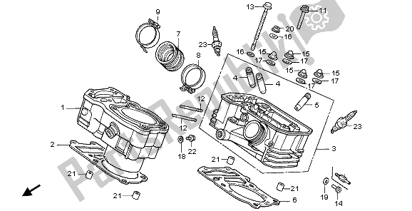 All parts for the Cylinder & Cylinder Head (rear) of the Honda NTV 650 1995