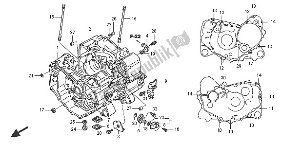 Todas las partes para Caja Del Cigüeñal de Honda TRX 400 FA Fourtrax Rancher AT 2005