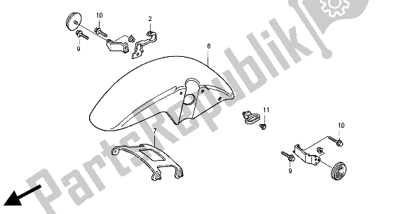 All parts for the Front Fender of the Honda CB 500S 2000