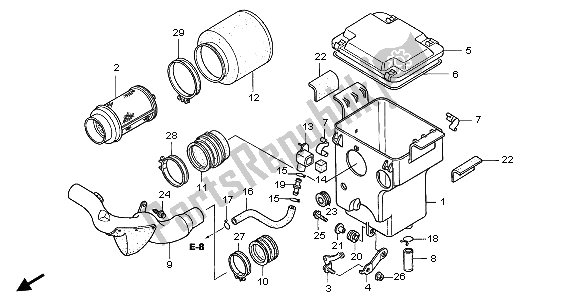 All parts for the Air Cleaner of the Honda TRX 350 FE Fourtrax Rancher 4X4 ES 2002