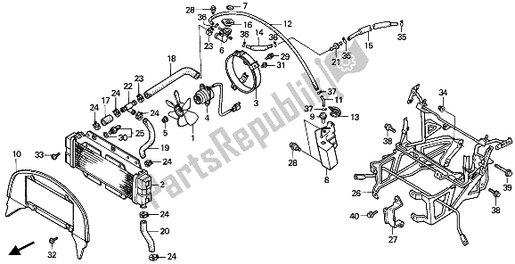 All parts for the Radiator of the Honda CN 250 1 1994