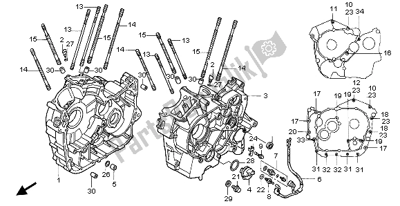 All parts for the Crankcase of the Honda VT 1100C2 1998