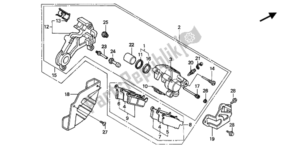 Todas las partes para Pinza De Freno Trasero de Honda CR 125R 1991