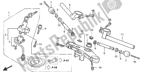 Tutte le parti per il Gestire Il Tubo E Il Ponte Superiore del Honda VTR 1000 SP 2005