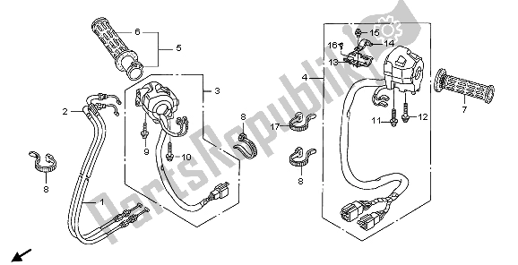 All parts for the Switch &cable of the Honda ST 1300A 2006