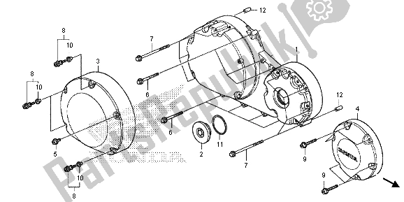 All parts for the Right Crankcase Cover of the Honda VT 1300 CXA 2013