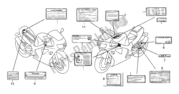 Tutte le parti per il Etichetta Di Avvertenza del Honda VTR 1000 SP 2004