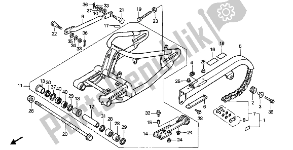 All parts for the Swingarm of the Honda VT 600C 1988