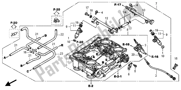 Alle onderdelen voor de Gasklephuis van de Honda VFR 800X 2011