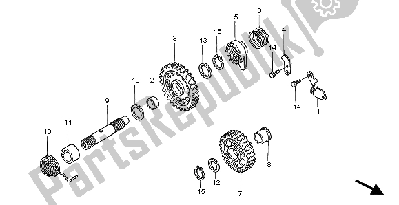 All parts for the Kick Starter Spindle of the Honda CRF 450X 2007