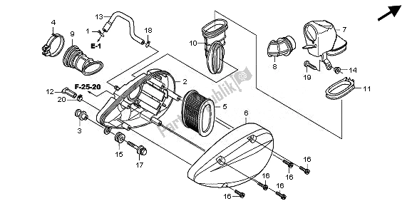 All parts for the Air Cleaner of the Honda VT 750S 2011