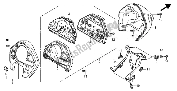 All parts for the Meter (kmh) of the Honda CB 600 FA Hornet 2008