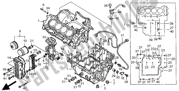 All parts for the Crankcase of the Honda CB 600F Hornet 1998