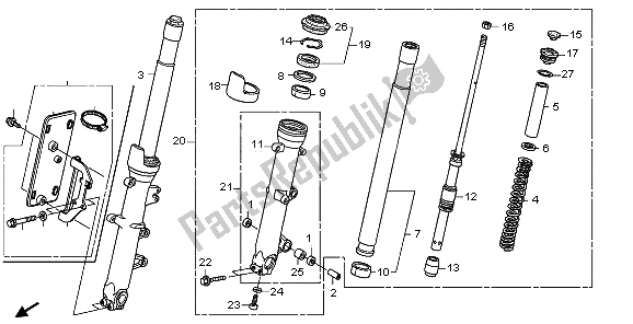 All parts for the Front Fork of the Honda ST 1300 2009