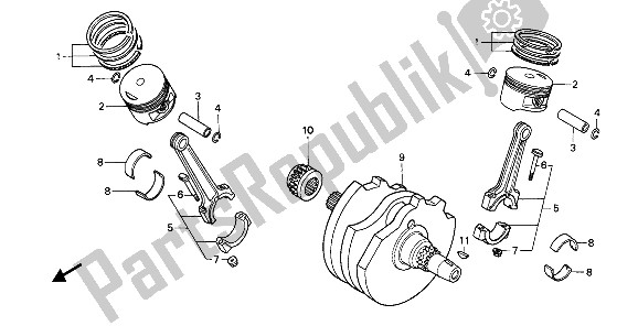 All parts for the Crankshaft & Piston of the Honda NTV 650 1988