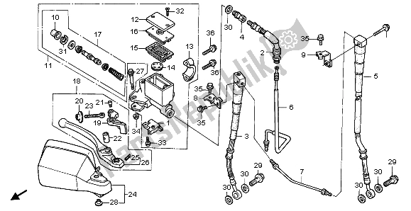 All parts for the Fr. Brake Master Cylinder of the Honda XRV 750 Africa Twin 1995