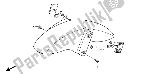 Tutte le parti per il Parafango Anteriore del Honda VFR 800 FI 2000