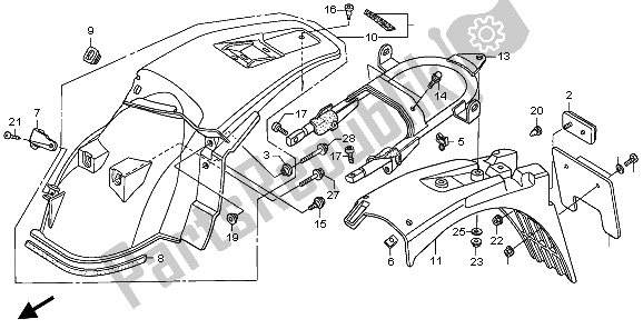 Tutte le parti per il Parafango Posteriore del Honda XR 650R 2000