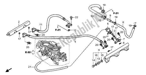 All parts for the Throttle Body (tubing) of the Honda GL 1800 2009