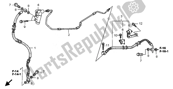 All parts for the Rear Brake Pipe of the Honda FES 150A 2008