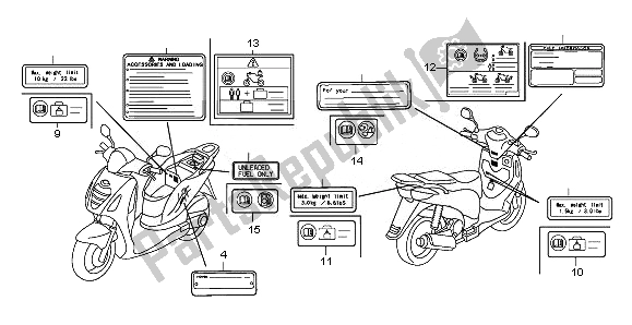 Todas las partes para Etiqueta De Precaución de Honda PES 150R 2010