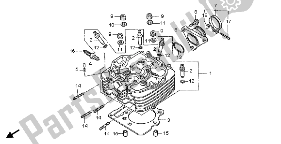 Alle onderdelen voor de Cilinderkop van de Honda TRX 400 EX Fourtrax 2001