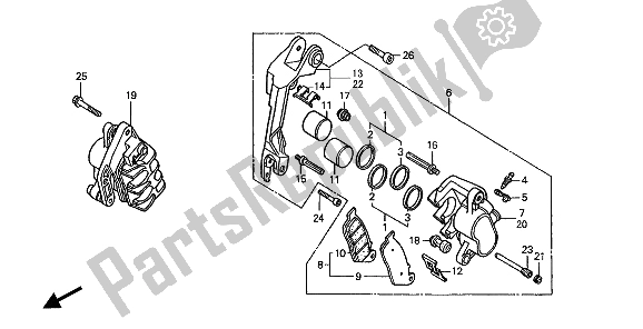 Tutte le parti per il Pinza Freno Anteriore del Honda ST 1100 1994