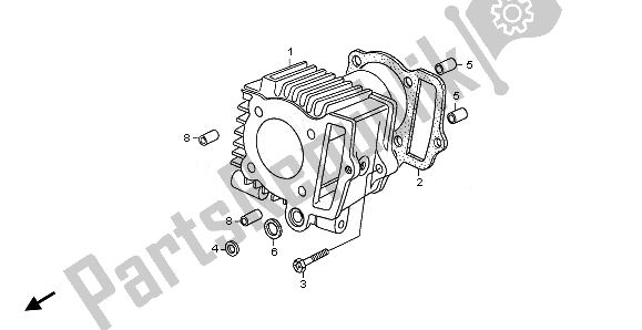 All parts for the Cylinder of the Honda CRF 70F 2008