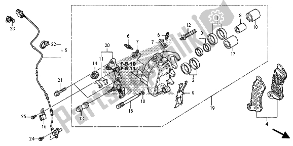 Tutte le parti per il Pinza Freno Anteriore del Honda VT 750C2S 2013