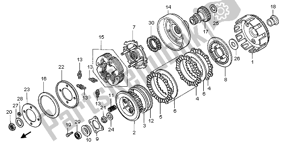 All parts for the Clutch of the Honda TRX 350 FE Fourtrax Rancher 4X4 ES 2000