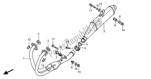 All parts for the Exhaust Muffler of the Honda CBF 500 2007