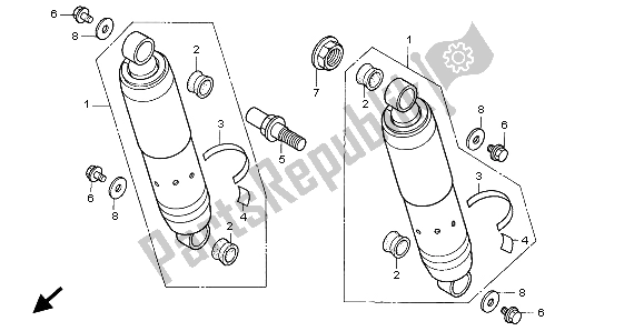 All parts for the Rear Cushion of the Honda VT 750C 1999