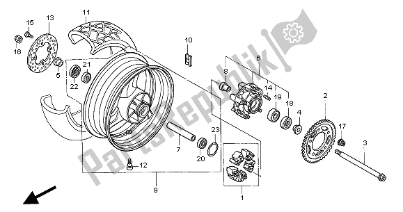 Tutte le parti per il Ruota Posteriore del Honda XL 1000V 2000