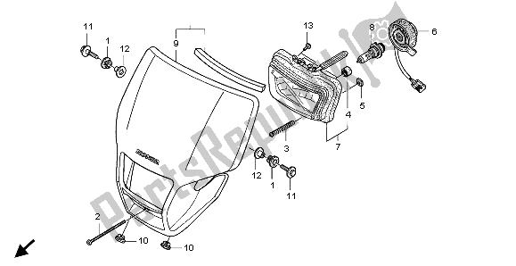 All parts for the Headlight of the Honda CRF 250X 2007