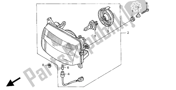 Alle onderdelen voor de Koplamp (eu) van de Honda NX 650 1997