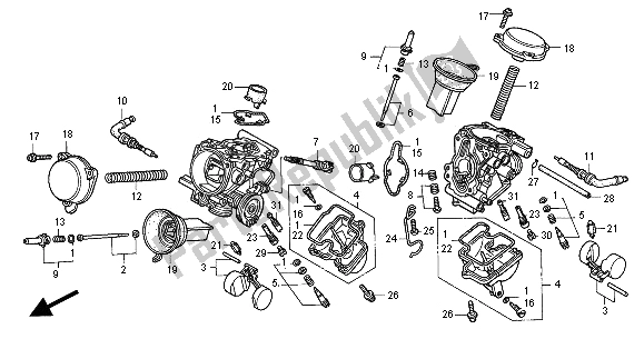 Alle onderdelen voor de Carburateur (onderdelen) van de Honda VT 125C2 2000