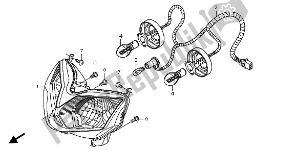 All parts for the Headlight of the Honda XL 125V 2011