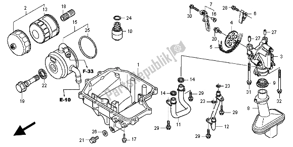 All parts for the Oil Pan & Oil Pump of the Honda CBR 600F 2012