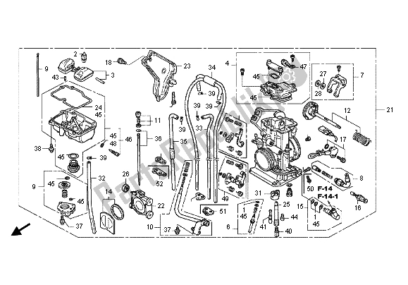 Alle onderdelen voor de Carburator van de Honda CRF 250X 2012