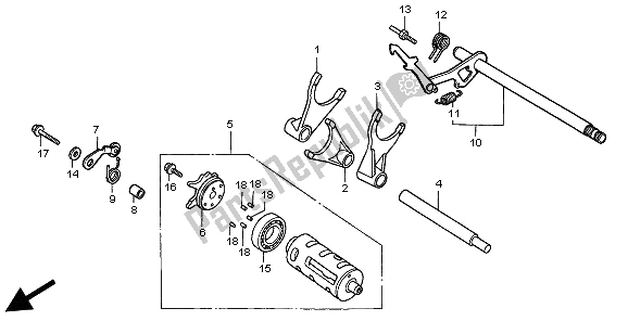 All parts for the Gearshift Drum of the Honda VT 750C 1997