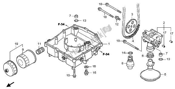 All parts for the Oil Pump of the Honda VFR 800A 2009