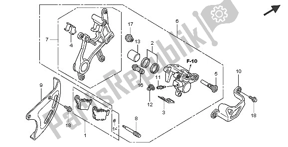 All parts for the Rear Brake Caliper of the Honda CRF 450R 2005