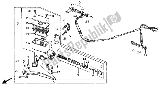 All parts for the Clutch Master Cylinder of the Honda GL 1500A 1995