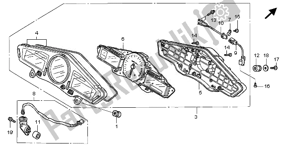 Tutte le parti per il Metro (kmh) del Honda VFR 800 2010