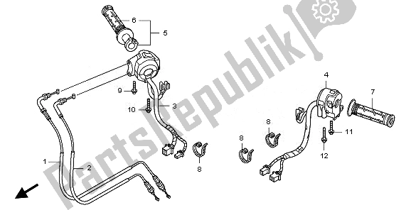 Tutte le parti per il Interruttore E Cavo del Honda CBF 1000 TA 2008