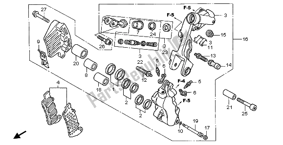 All parts for the L. Front Brake Caliper of the Honda VFR 800 FI 1999