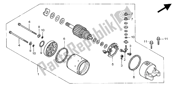 All parts for the Starting Motor of the Honda CB 500 1999