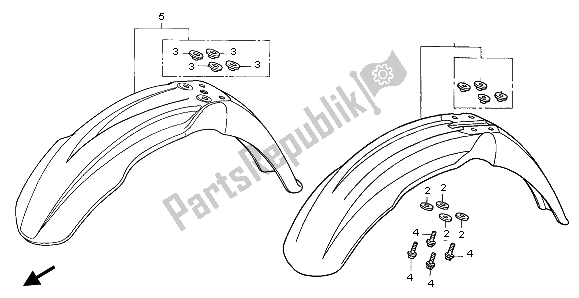 All parts for the Front Fender of the Honda CR 250R 2007