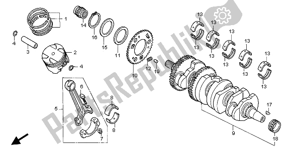 All parts for the Crankshaft & Piston of the Honda CBR 1100 XX 2002